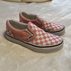 Vans Pink and White Checkered Slip-Ons
